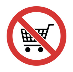 A shopping cart is prohibited in this area, indicated by a red prohibition sign.