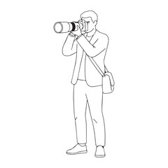 Modern Photographer Line Art &ndash; Photographer Vector Illustration with Sleek Minimal Aesthetic &ndash; Photographer Drawing &ndash; Line Art Drawing of Photographer &ndash; Photographer Icon