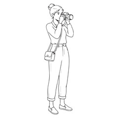 Skilled Studio Photographer Line Art – Photographer Vector Illustration with Clean Composed Form – Photographer Drawing – Line Art Drawing of Photographer – Photographer Icon