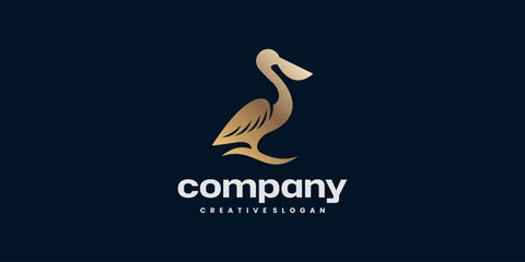 Simple Pelican Icon Logo Silhouette Symbol template Illustration