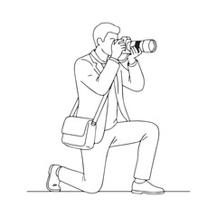 Artistic Photographer Line Art &ndash; Photographer Vector Outline Drawing with Creative Lens Details &ndash; Photographer Drawing &ndash; Vector of Photographer &ndash; Photographer Sketch
