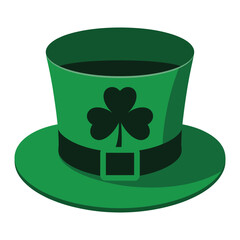 A vibrant green top hat featuring a prominent shamrock design, embodying the festive spirit of st patricks day and irish heritage, perfect for holiday celebrations, isolated on
