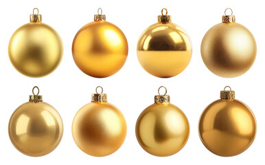 PNG Golden Christmas ornament collection, element set on transparent background