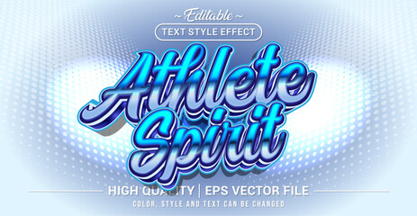Editable text effect vector &ldquo;Athlete Spirit&rdquo;, featuring bold, energetic, motivational lettering inspired by strength, focus, agility, and competitive sports intensity.