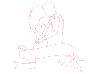 romantic couple line art style vector 10.eps