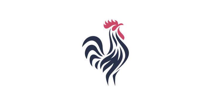 Unique Premium Abstract Silhouette of a Rooster Logo Design Illustration Template
