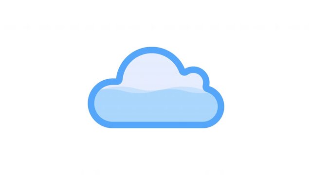 Blue cloud icon animation with soft layered curves representing weather sky atmosphere and calm floating motion prores alpha channel 4k 60fps