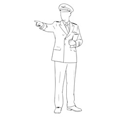 Dedicated Pilot Line Art &ndash; Pilot Vector Outline with Smooth Technical Aircrew Lines &ndash; Pilot Drawing &ndash; Vector of Pilot &ndash; Pilot Sketch