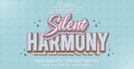 Editable text effect vector “Silent Harmony”, featuring soft, minimal, calming typography that expresses peaceful balance, gentle mood, and quiet elegance.