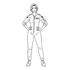 Veteran Pilot Line Art – Pilot Vector Drawing with Refined Aeronautical Definition – Pilot Drawing – Vector of Pilot – Pilot Sketch