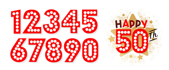 Happy 50th and numbers for anniversary celebration	