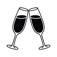 Two champagne glasses toasting celebration silhouette