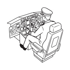 Distinguished Pilot Line Art – Pilot Vector Artwork with Defined Aviation Character – Pilot Drawing – Vector of Pilot – Pilot Sketch