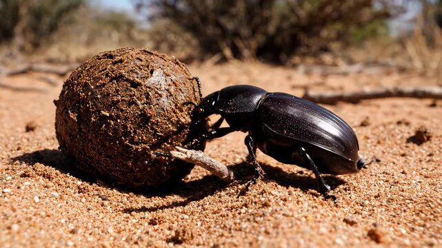 Captivating Journey: Dung Beetle's Herculean Task of Rolling its Nutritious Sphere in African