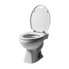 Clean white toilet with an open lid, isolated on transparent background