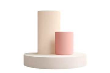 Minimalist 3d render of cylindrical pedestals isolated on white isolated on transparent background