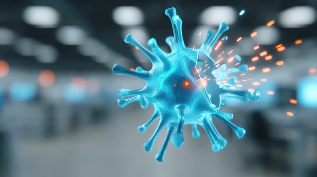 Impact of viruses on human health a detailed exploration of covid-19 in modern workspaces scientific visualization indoor office environment macro view