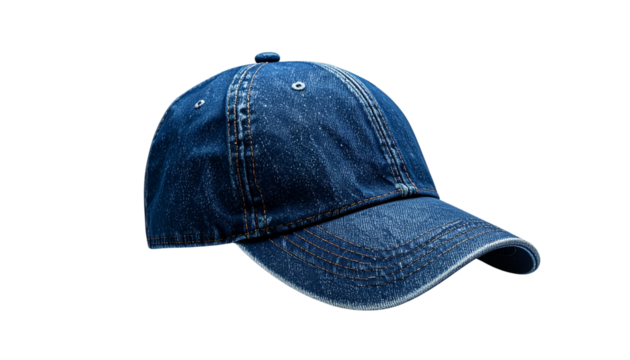 Blue baseball cap isolated on white background, sporty headwear illustration, casual fashion accessory, cap for outdoor activities, trendy hat design PNG.