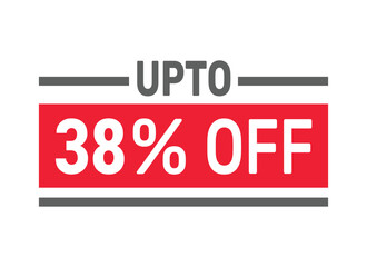 Up to 38% Off sale offer text design icon vector illustration