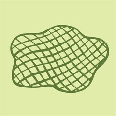 Distinctive stylish asymmetrical green plaid flat plate, showcasing a contemporary design. It rests elegantly on a gentle light green background