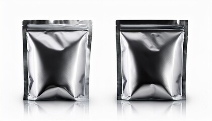 silver sealed doypack pouch bag mockup isolated on white background perfect for showcasing your design
