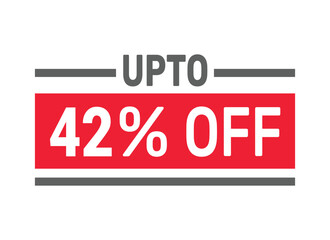 Up to 42% Off sale offer text design icon vector illustration