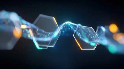 Dynamic technology visualization of hexagonal structures in abstract digital environment