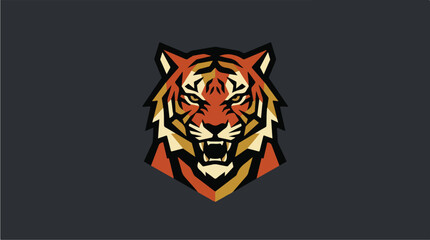 Obraz premium Fierce Tiger Head Roaring Mascot Logo Design.
