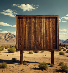 Retro billboard in desert. Generative AI
