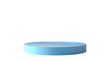 Light blue cylindrical podium isolated on transparent background