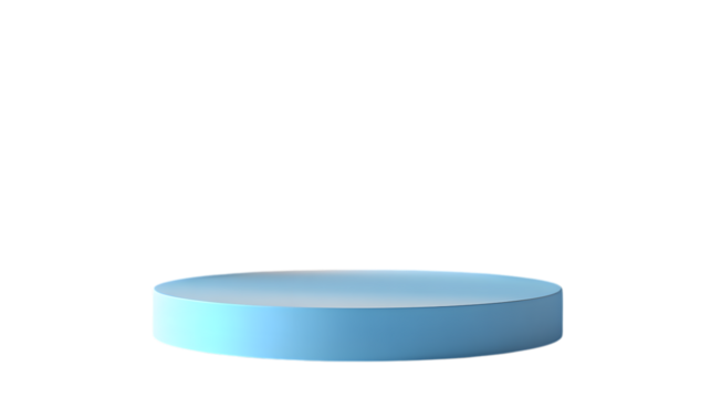 Light blue cylindrical podium isolated on transparent background