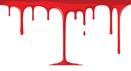 Illustration of red paint or blood dripping from a surface on a white background.