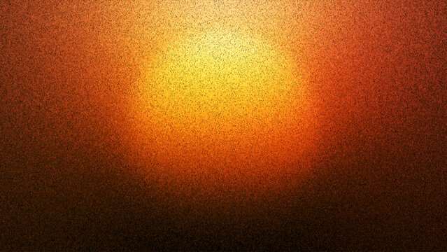 Hazy sun expanding through vibrant warm gradient with grain texture created from thousands of individual dots evokes dreams and nostalgia. Molten glowing circle, sunlike orb or large glowing sphere