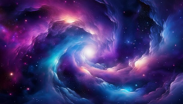 deep space nebula with swirling purple and blue gas clouds galaxy cosmos
