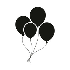 Bunch of balloons floating in the air silhouette