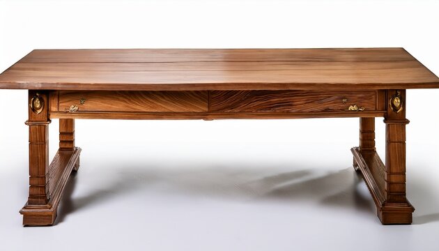 classic wooden table isolated on a white background showcasing its sturdy construction and timeless appeal perfect for various design projects