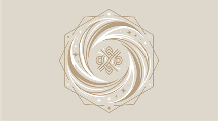 Elegant Abstract Swirl Design with Geometric Elements.