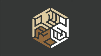 Abstract geometric cube logo design with interconnected shapes.