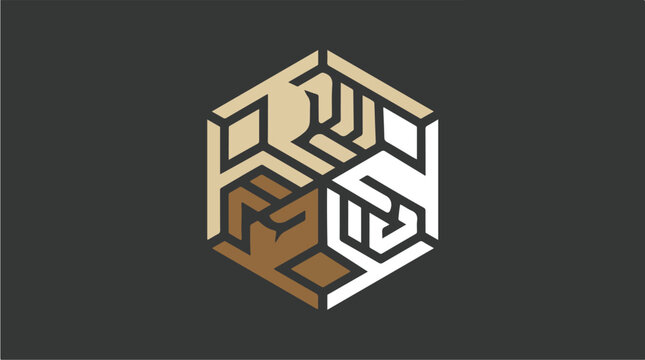 Abstract geometric cube logo design with interconnected shapes.