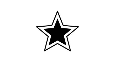 Fototapeta premium A simple black five-pointed star with a white and black border on a plain white background.
