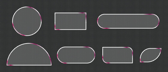 Set of geometric shapes with rounded corners on dark background