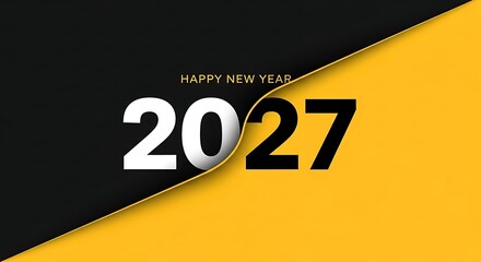 Happy New Year 2027 Graphic Design with Geometric Shapes and Bold Typography Celebrating the Upcoming Year
