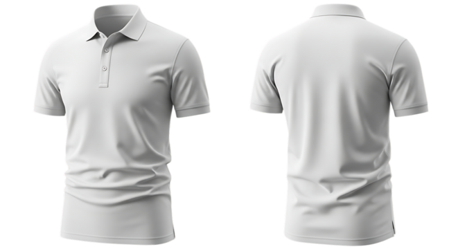 Elegant White Polo Shirt Mockup Displaying Front and Back Views Ideal for Fashion Design Presentation and Apparel Showcase in Retail and E Commerce