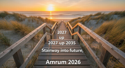 Amrum Sunset Stairway into Future Path to 2027 2035