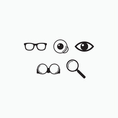 Icons related to vision and observation glasses spectacles