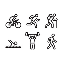 Set of six sport and activity icons symbol pictogram