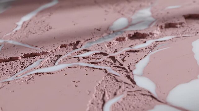 Chocolate cake with white icing on textured pink plate sizzling under soft light, capturing the concept of delightful treats evoking feelings of joy celebration and satisfaction perfect for food.