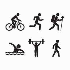 Sports and Fitness Activity Icons silhouette