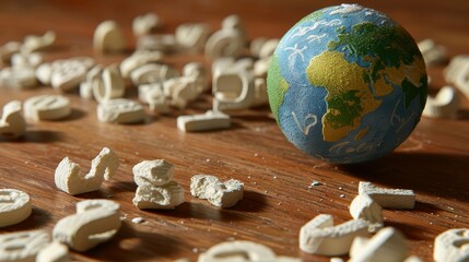 Global inflation impact earth model surrounded by percentage symbols of economic pressure