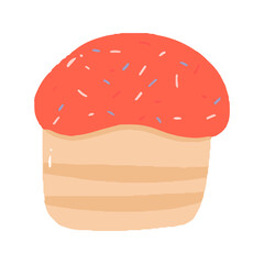 Delicious Pink Frosted Cupcake Drawing with Sprinkles